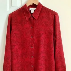 🎁🌹VTG 1990s EVAN PICONE Women’s 100% Silk Buttoned Down Blouse (size 12) NwT
